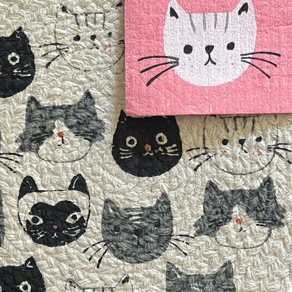 cat-lover gift bundle: beeswax sandwich bags/braided trivet/Swedish dishcloth - Picture 15 of 16